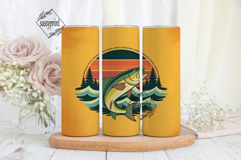 Leaping Fish Fishing 20oz Tumbler Wrap Sublimation sassyprint 