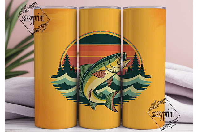 Leaping Fish Fishing 20oz Tumbler Wrap Sublimation sassyprint 