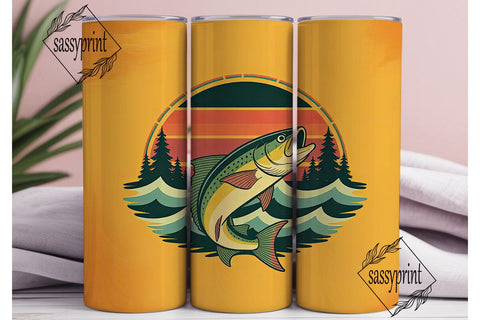 Leaping Fish Fishing 20oz Tumbler Wrap Sublimation sassyprint 