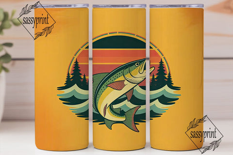 Leaping Fish Fishing 20oz Tumbler Wrap Sublimation sassyprint 