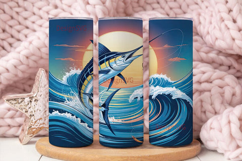 Leaping Marlin 20oz Tumbler Wrap Sublimation DesignSVG 