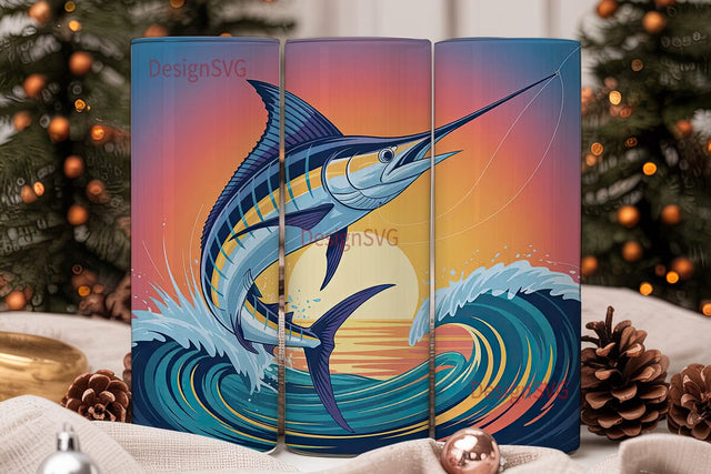 Leaping Marlin 20oz Tumbler Wrap Sublimation DesignSVG 