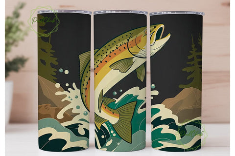 Leaping Trout 20oz Tumbler Wrap Sublimation PixelChick 