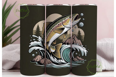 Leaping Trout 20oz Tumbler Wrap Sublimation PixelChick 