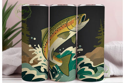 Leaping Trout 20oz Tumbler Wrap Sublimation PixelChick 