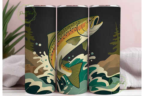 Leaping Trout 20oz Tumbler Wrap Sublimation PixelChick 