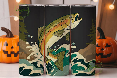 Leaping Trout 20oz Tumbler Wrap Sublimation PixelChick 