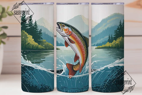 Leaping Trout 20oz Tumbler Wrap Sublimation sassyprint 