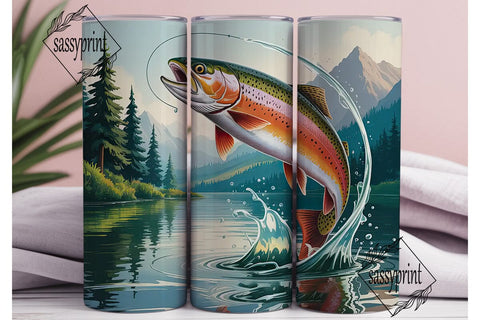 Leaping Trout 20oz Tumbler Wrap Sublimation sassyprint 