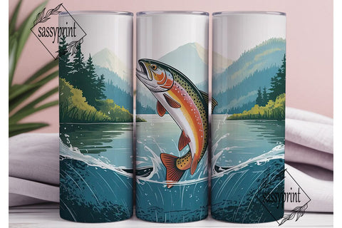 Leaping Trout 20oz Tumbler Wrap Sublimation sassyprint 