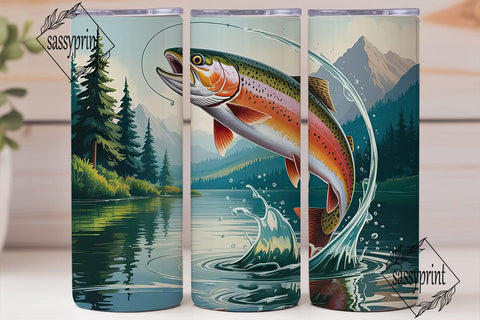 Leaping Trout 20oz Tumbler Wrap Sublimation sassyprint 