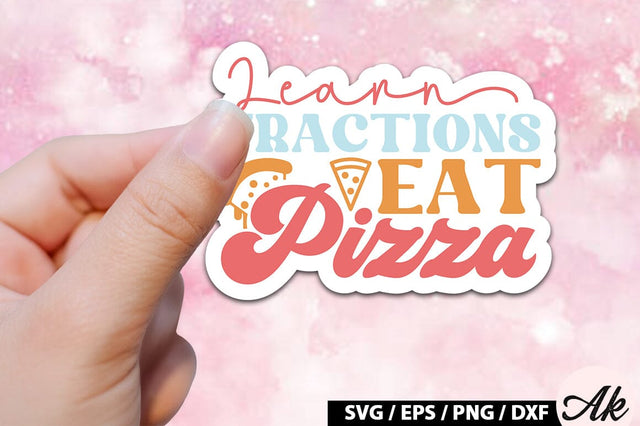 Learn fractions eat pizza Retro Stickers SVG akazaddesign 