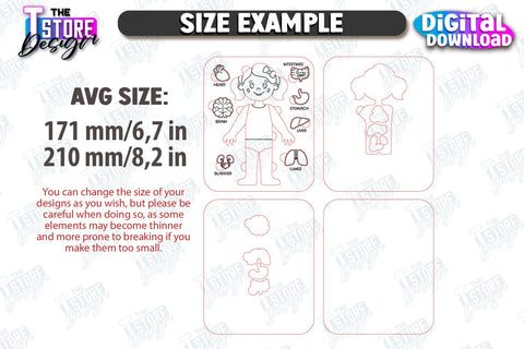 Learning Human Body Laser Cut | Kid’s Puzzle | Anatomy Game for Kid | Girl | CNC File SVG The T Store Design 