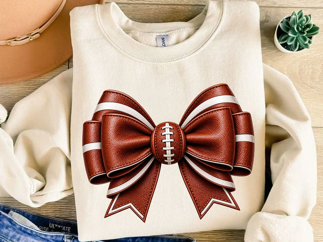 Leather Football Coquette Bow PNG Art SVG artprintfile 