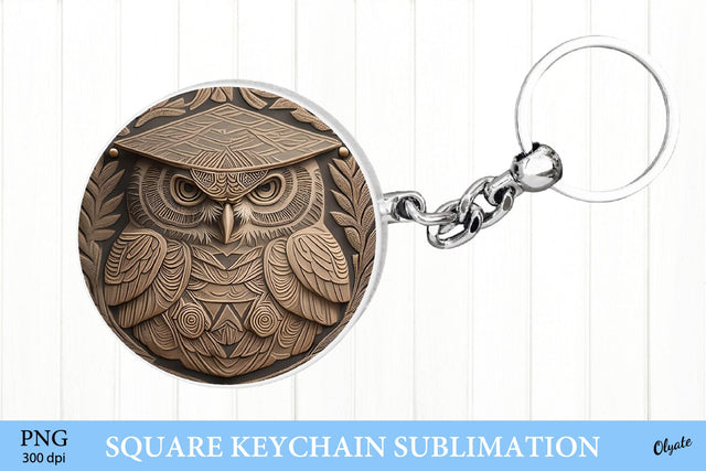 Leather Owl Keychain PNG.Graduation Sublimation PNG Sublimation Olga Terlyanskaya 