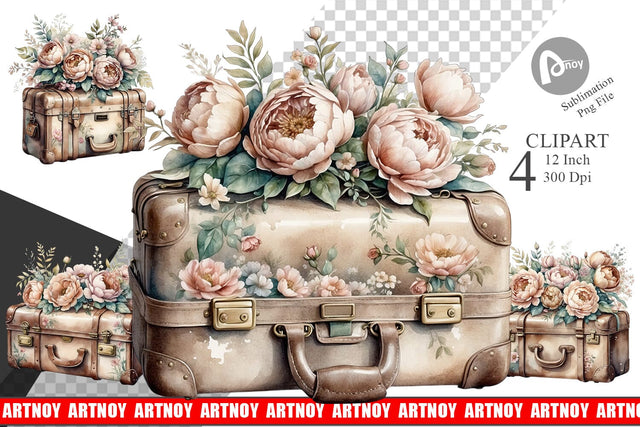 Leather Suitcase Clipart Sublimation artnoy 