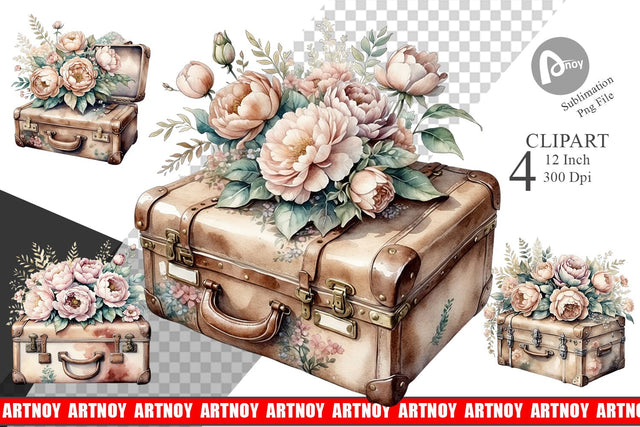 Leather Suitcase Clipart Sublimation artnoy 