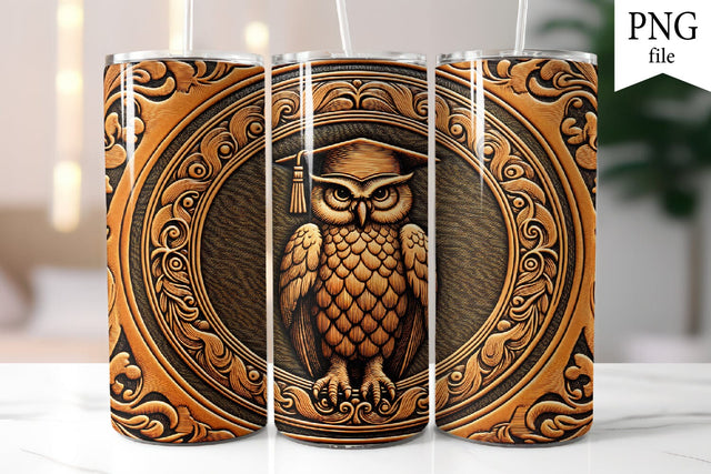 Leather Texture Tumbler Sublimation PNG. Owl Tumbler PNG Sublimation Olga Terlyanskaya 