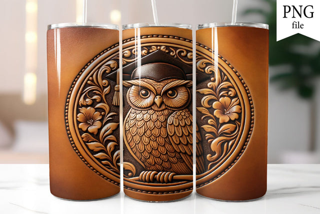 Leather Tumbler PNG. Owl Graduation Sublimation PNG Sublimation Olga Terlyanskaya 