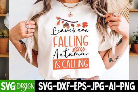 Leaves Are Falling Autumn is Calling SVG Design,Fall Svg Design,Thanksgiving Svg Design,Autumn Svg Design,Fall Round Sign Svg ,Fall Shirt Design,Fall Sublimation Design SVG BlackCatsMedia 
