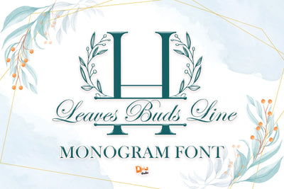 Leaves Buds Line Monogram Font Dm Letter Studio 