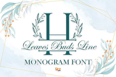 Leaves Buds Line Monogram Font Dm Letter Studio 