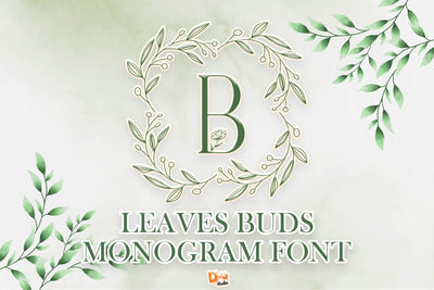 Leaves Buds Monogram Font Dm Letter Studio 