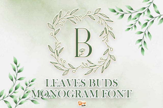 Leaves Buds Monogram Font Dm Letter Studio 