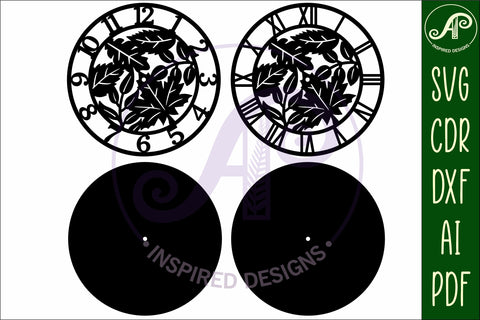 Leaves clock laser cut files, SVG file SVG APInspireddesigns 