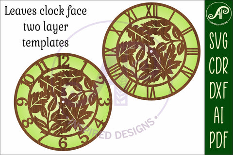 Leaves clock laser cut files, SVG file SVG APInspireddesigns 