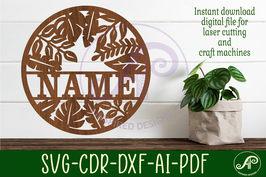 Leaves garden name sign svg laser - So Fontsy