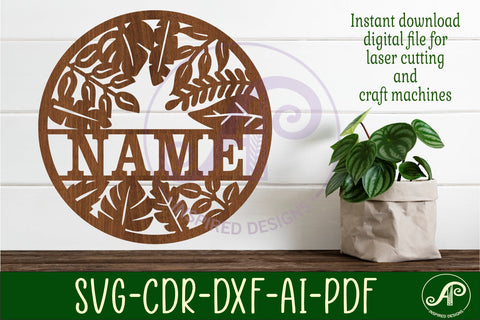 Leaves garden name sign svg laser SVG APInspireddesigns 