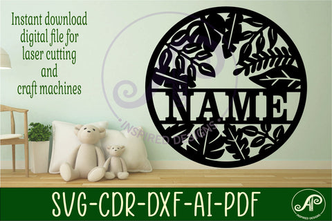 Leaves garden name sign svg laser SVG APInspireddesigns 