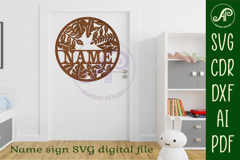 Leaves garden name sign svg laser SVG APInspireddesigns 