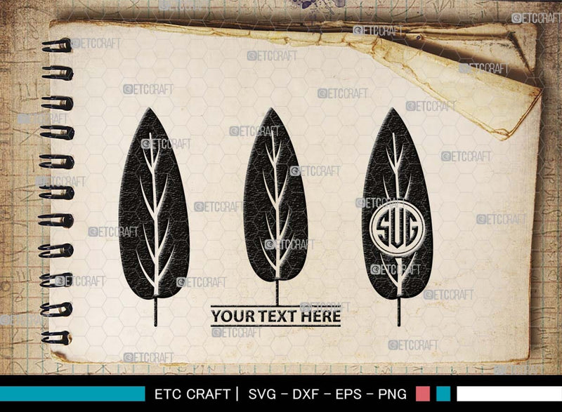 Leaves Monogram, Leaves Silhouette, Leaves SVG, Plants Svg, Autumn ...