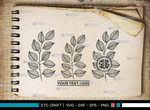Leaves Monogram, Leaves Silhouette, Leaves SVG, Plants Svg, Autumn Leaves Svg, Tropical Leaves Svg, Monstera Svg, Fall Leaf Svg, SB00504 SVG ETC Craft 