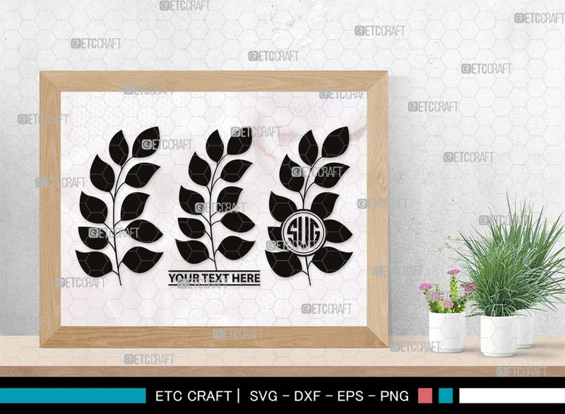Leaves Monogram, Leaves Silhouette, Leaves SVG, Plants Svg, Autumn ...