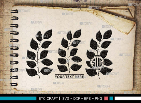 Leaves Monogram, Leaves Silhouette, Leaves SVG, Plants Svg, Autumn Leaves Svg, Tropical Leaves Svg, Monstera Svg, Fall Leaf Svg, SB00504 SVG ETC Craft 