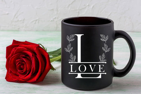 Leaves Wreath Monogram Line Font Dm Letter Studio 