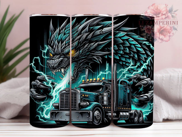 Legendary & Powerful Trucker Dragon Tumbler, Mythical Trucker Sublimation, 20oz Dragon Lover Gift, Badass Trucker Tumbler, Fantasy Truck Wrap, DIY Dieselpunk Tumbler Sublimation Li Zamperini 