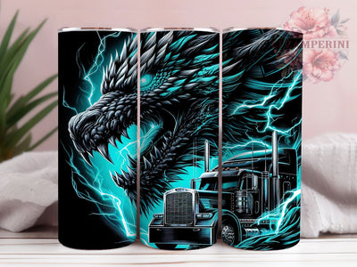 Legendary & Powerful Trucker Dragon Tumbler, Mythical Trucker Sublimation, 20oz Dragon Lover Gift, Badass Trucker Tumbler, Fantasy Truck Wrap, DIY Dieselpunk Tumbler Sublimation Li Zamperini 