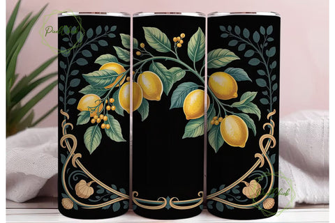 Lemon Art Nouveau 20oz Tumbler Wrap Sublimation PixelChick 