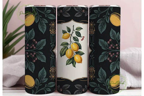 Lemon Art Nouveau 20oz Tumbler Wrap Sublimation PixelChick 