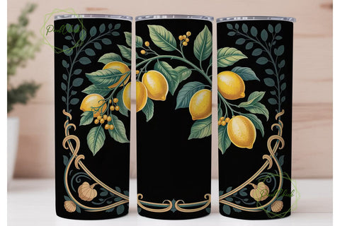 Lemon Art Nouveau 20oz Tumbler Wrap Sublimation PixelChick 