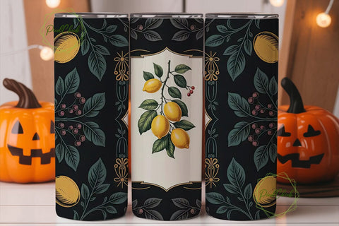 Lemon Art Nouveau 20oz Tumbler Wrap Sublimation PixelChick 