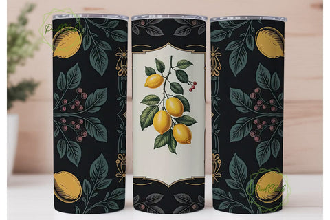 Lemon Art Nouveau 20oz Tumbler Wrap Sublimation PixelChick 