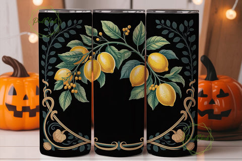 Lemon Art Nouveau 20oz Tumbler Wrap Sublimation PixelChick 