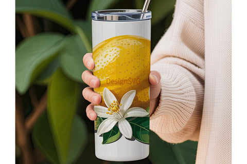 Lemon Blossom 20oz Tumbler Wrap Sublimation DesignSVG 