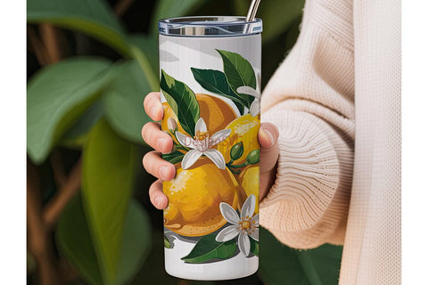 Lemon Blossom 20oz Tumbler Wrap Sublimation DesignSVG 