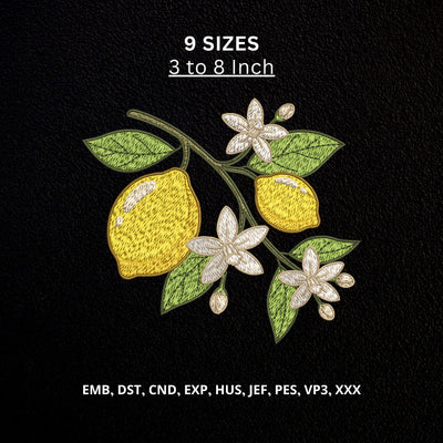 Lemon Branch Machine Embroidery Design – Citrus Fruit Floral Embroidery File Embroidery/Applique DESIGNS PatternFeed8 